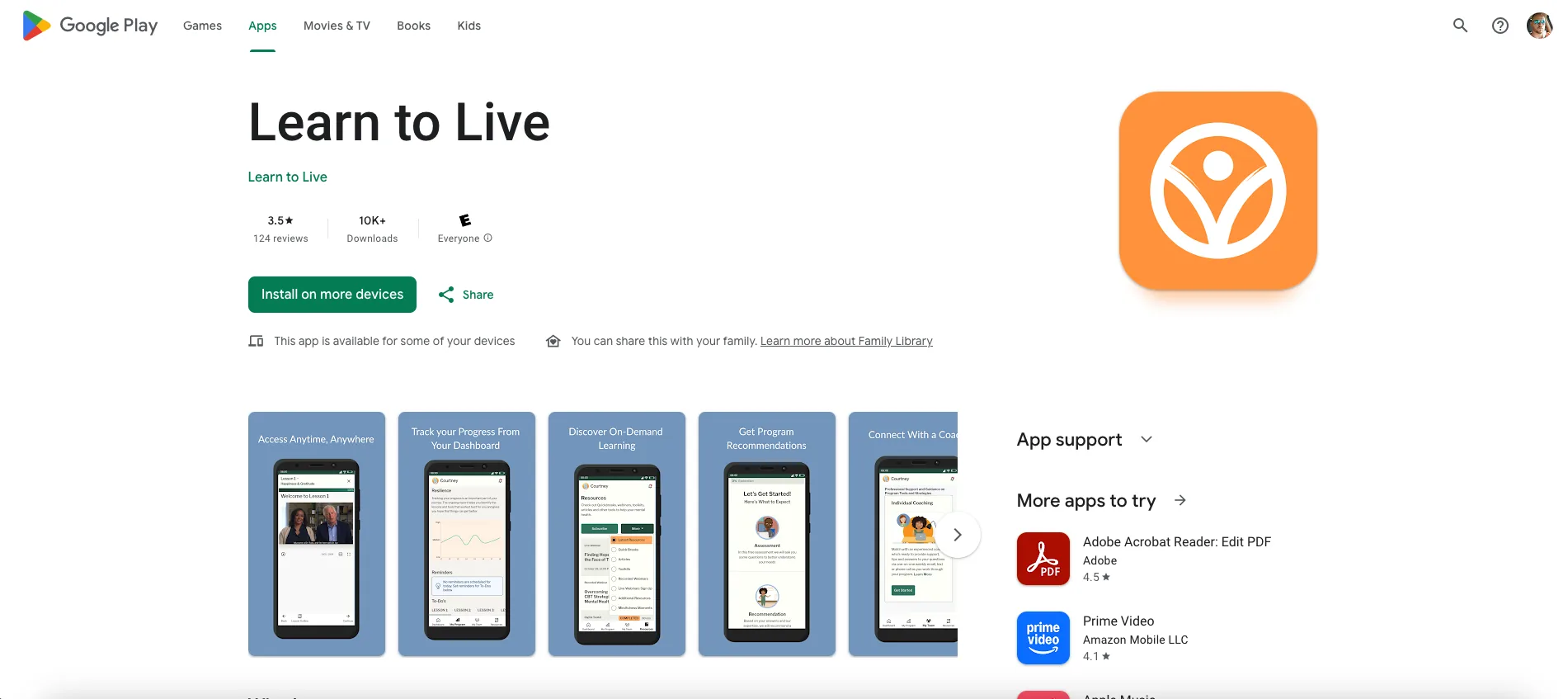 Learn to Live CBT app therapy module