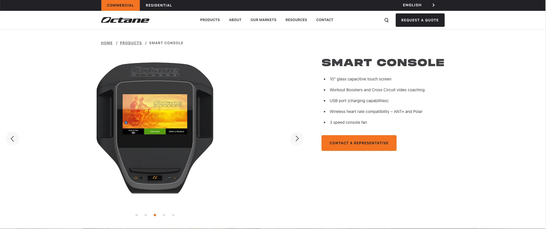 Octane Fitness Smart Console workout metrics via BLE