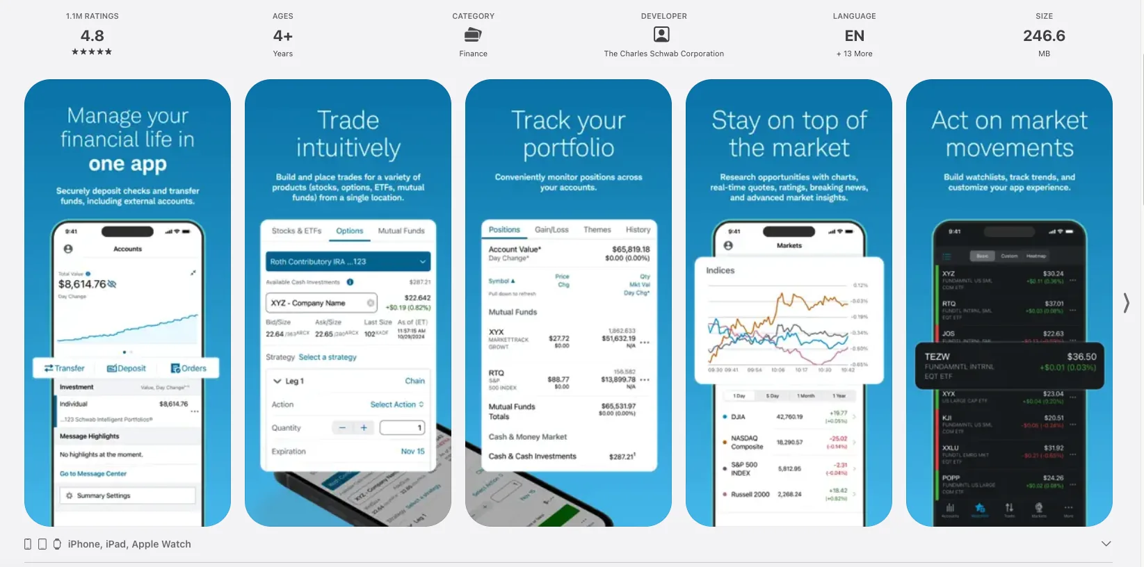 Charles Schwab interactive charting with indicators