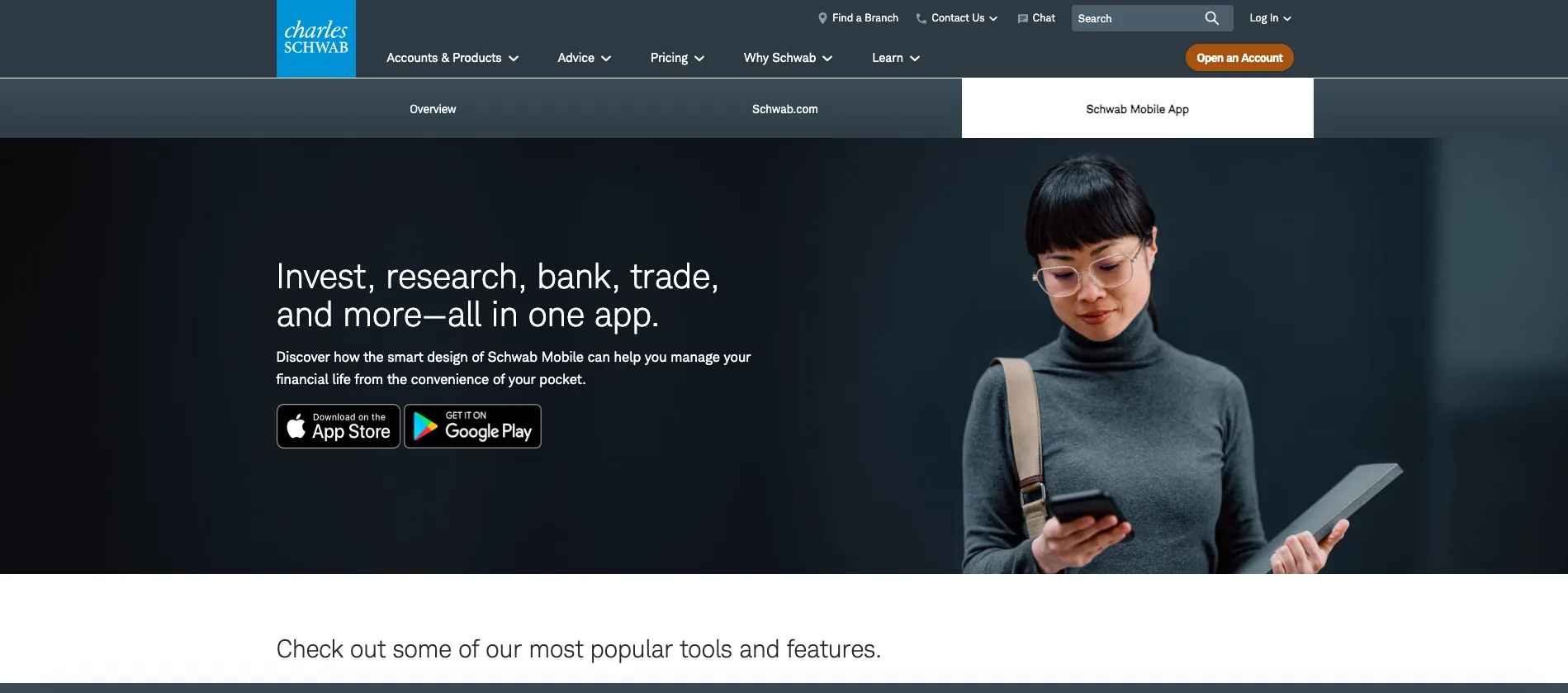Charles Schwab account dashboard